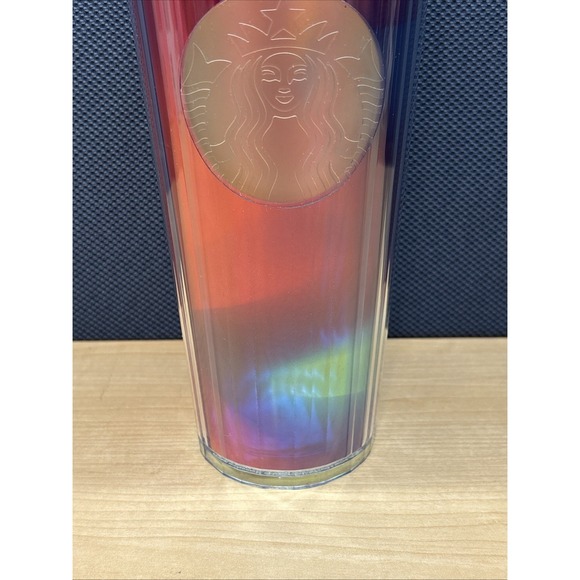 Starbucks 24 Oz Cold Cup Tumbler Dome Top Rainbow Pride KALEIDOSCOPE NEW 2021 - Picture 4 of 11